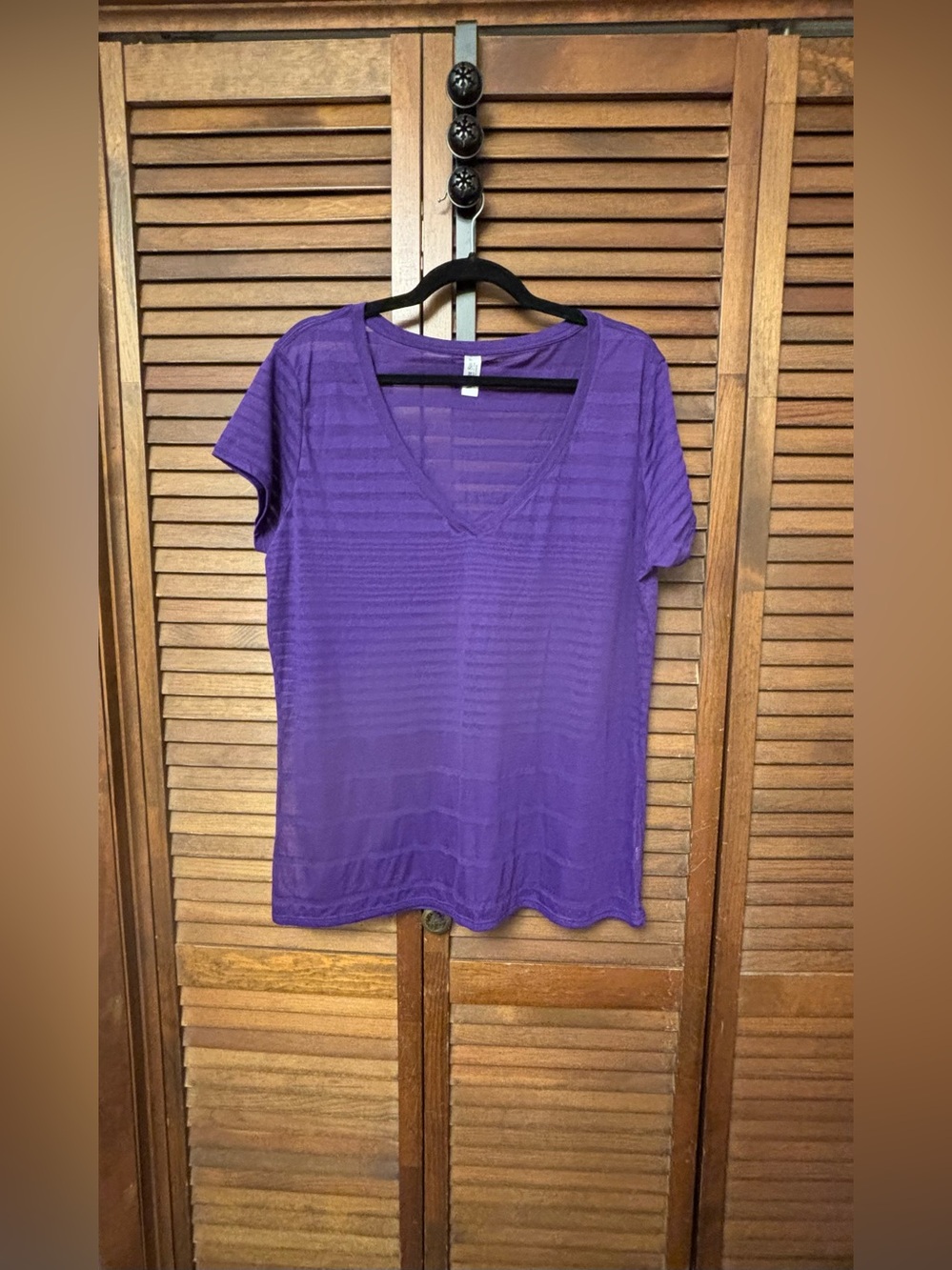 Vintage Victoria's Secret
BURN•OUT Deep Purple Striped V-Neck Short Sleeve Tee